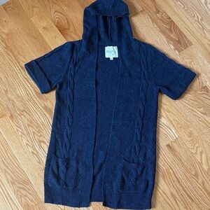 Anthropologie Kenji Short Sleeve Hooded Open Cardigan Sweater Medium